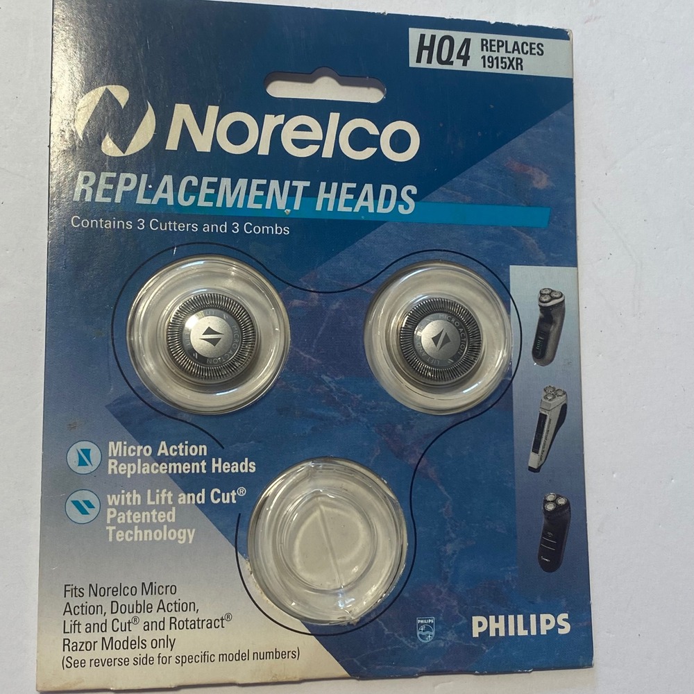 Norelco Replacement Heads HQ4 Men Two Blades Silver Micro Action 1915XR